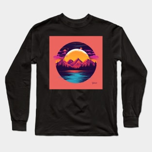 Retro Sunset Rays Wavy Shirt Long Sleeve T-Shirt